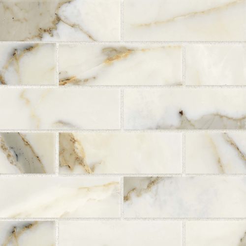 Classic 2.0 2" x 6" Floor and Wall Mosaic in Calacatta Oro