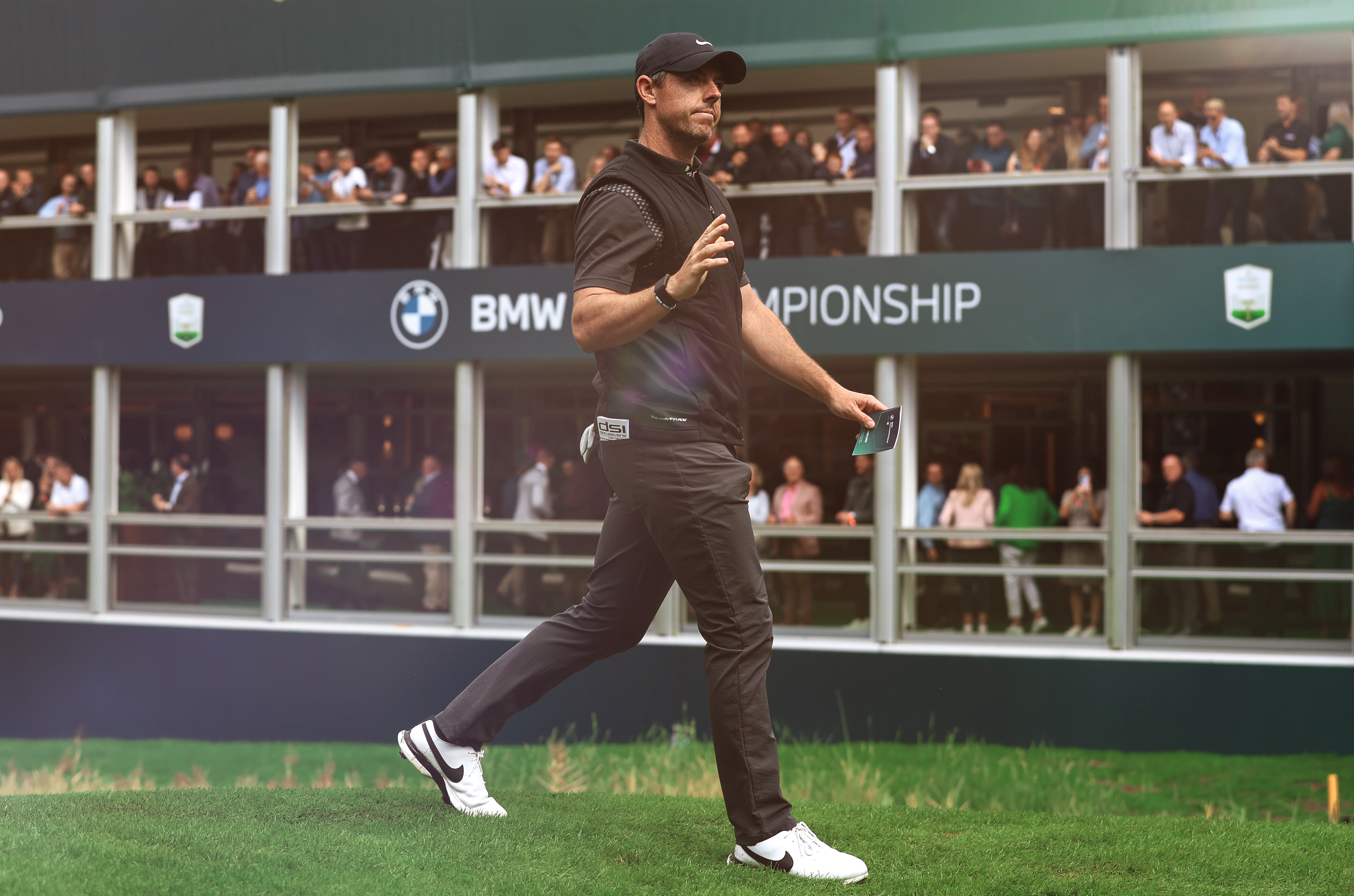 Rory McIlroy walking from the tee at the BMW PGA Championship