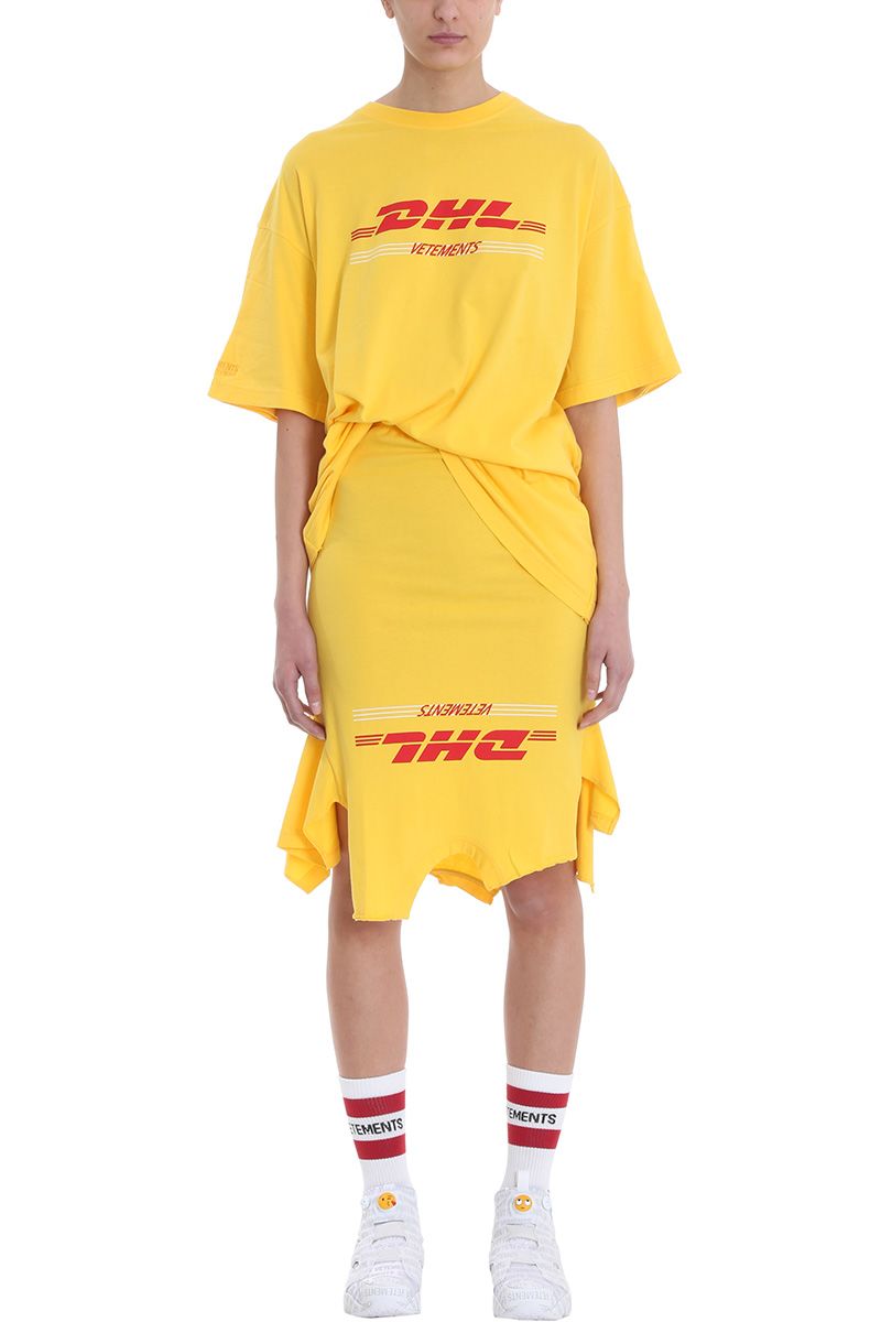 vetements dhl edition layered cotton crewneck t-shirt