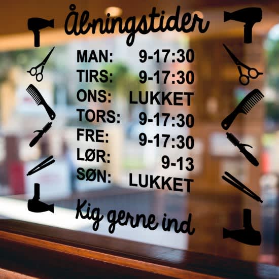 Åbningstider til frisør Åbningstider til frisør