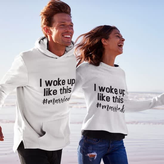 strygestof af høj kvalitet, I woke up like this # married - strygemærke I woke up like this # married - strygemærke