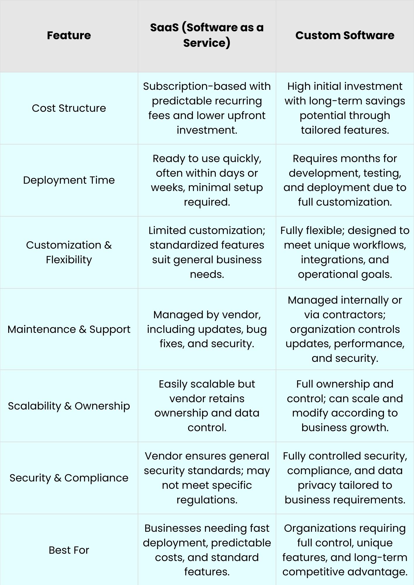 SaaS vs Custom Software