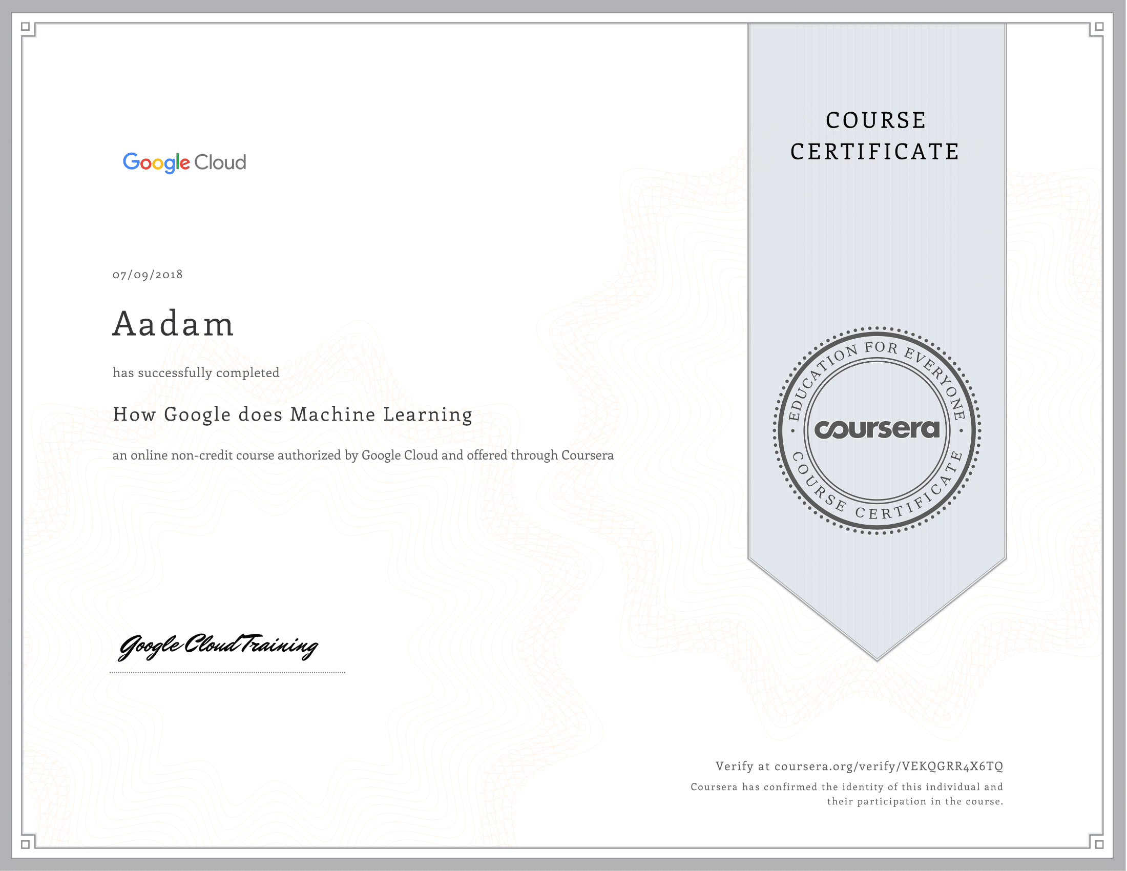 google courses machine learning