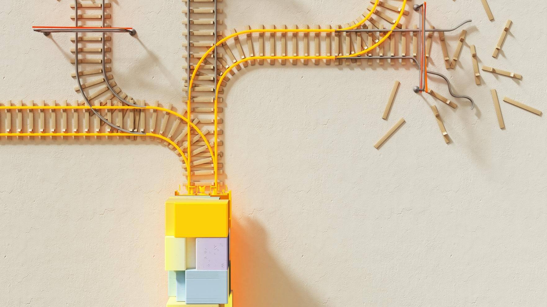 Little sticks arranged as railways