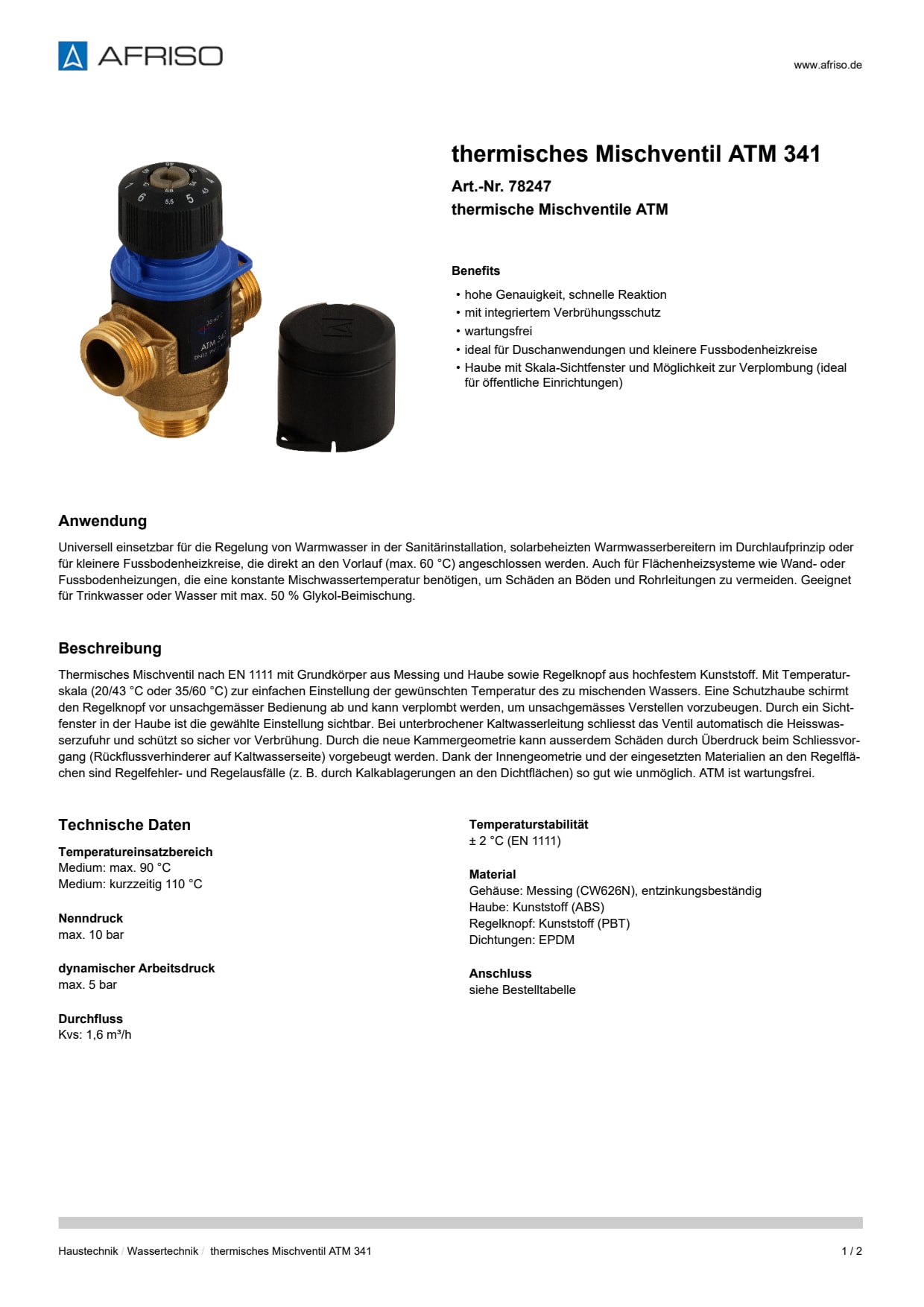 AFRISO_THERMISCHES-MISCHVENTIL-ATM-341-THERMISCHE-MISCHVENTILE-ATM_78247_DEU_CHE.PDF
