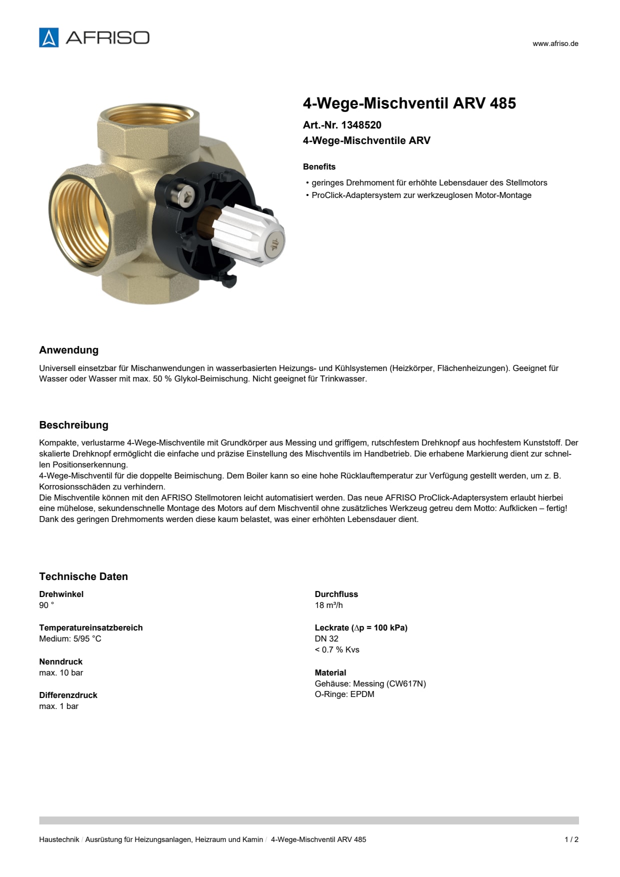 AFRISO_4-WEGE-MISCHVENTIL-ARV-485-4-WEGE-MISCHVENTILE-ARV_1348520_DEU_CHE.PDF