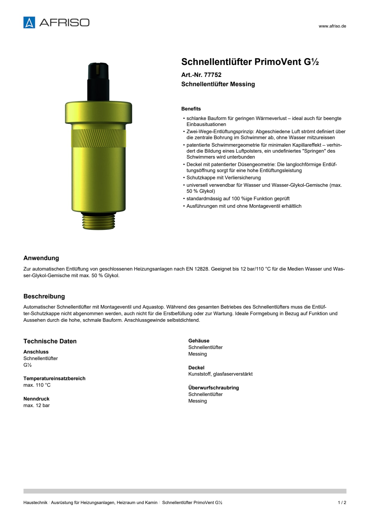 AFRISO_SCHNELLENTLUEFTER-PRIMOVENT-G--SCHNELLENTLUEFTER-MESSING_77752_DEU_CHE.PDF
