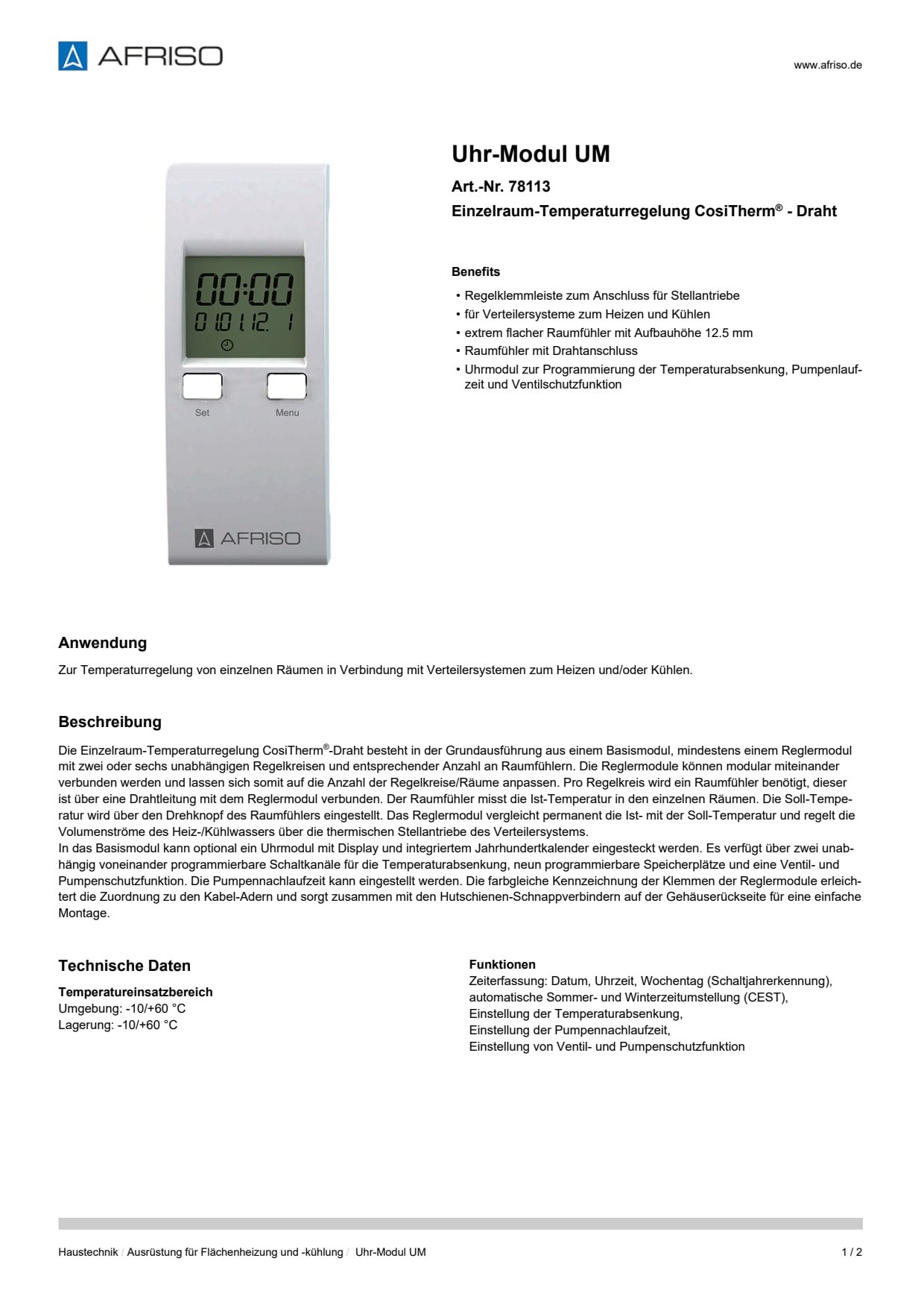 AFRISO_UHR-MODUL-UM-EINZELRAUM-TEMPERATURREGELUNG-COSITHERM----DRAHT_78113_DEU_CHE.PDF