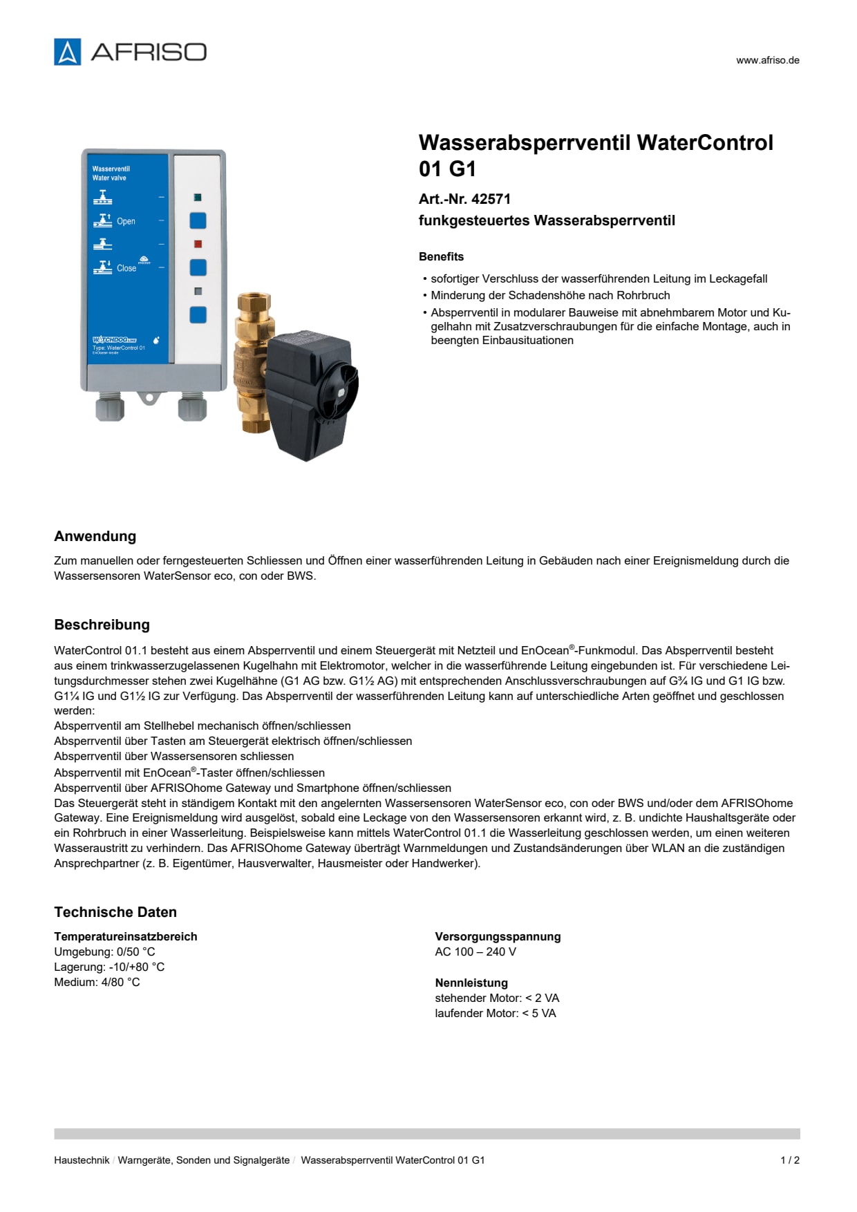 AFRISO_WASSERABSPERRVENTIL-WATERCONTROL-01-G1-FUNKGESTEUERTES-WASSERABSPERRVENTIL_42571_DEU_CHE.PDF