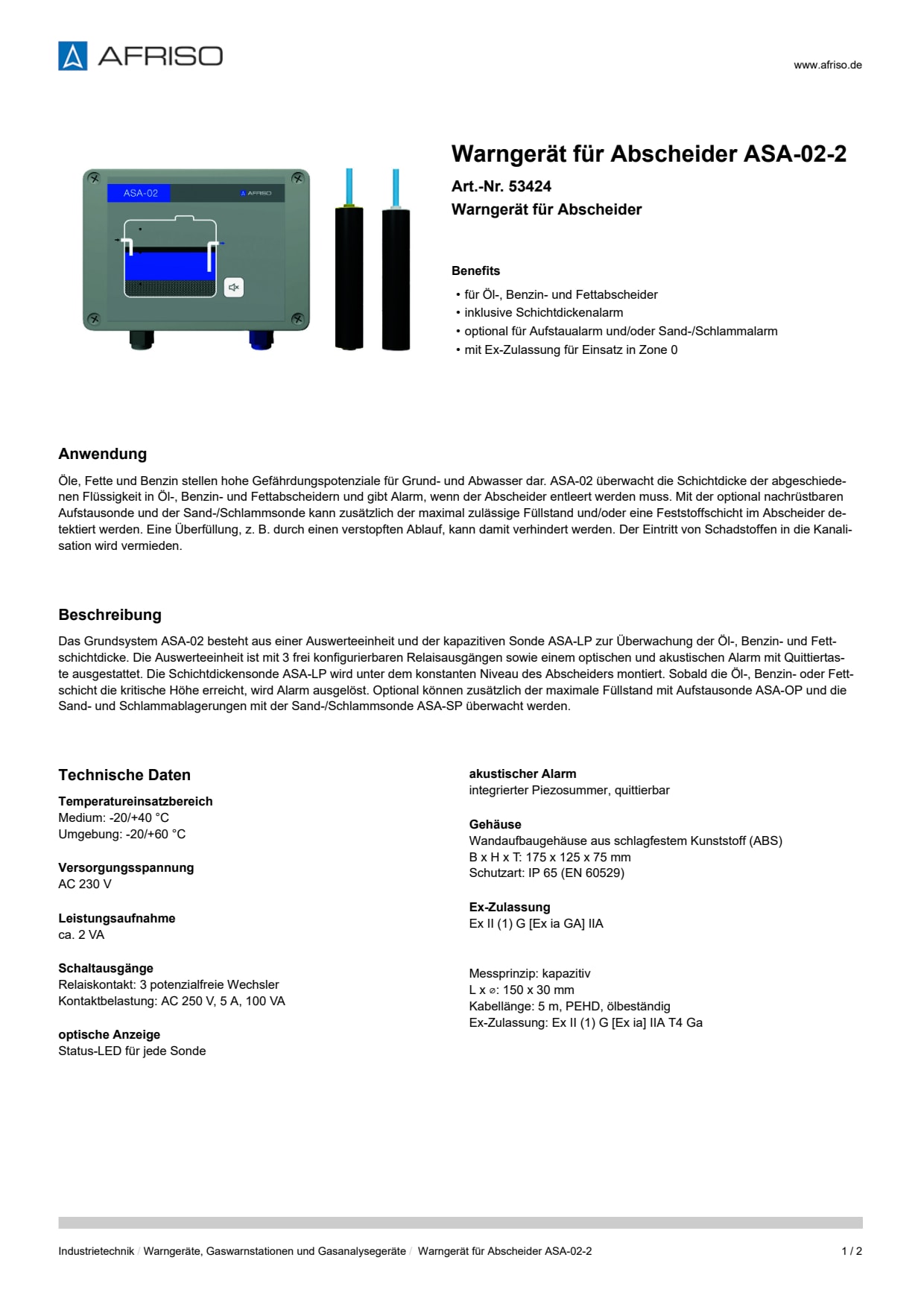 AFRISO_WARNGERAET-FUER-ABSCHEIDER-ASA-02-2-WARNGERAET-FUER-ABSCHEIDER_53424_DEU_CHE.PDF