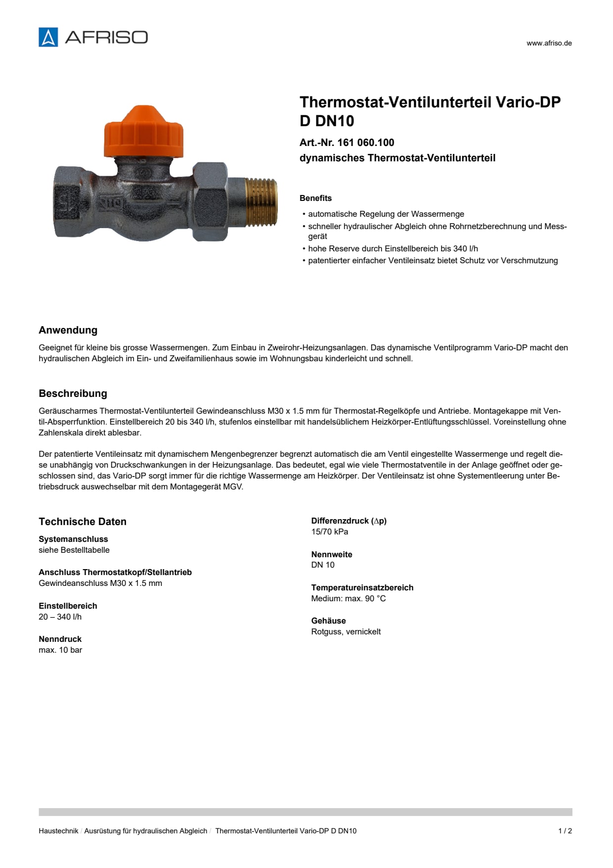 AFRISO_DATENBLATT_THERMOSTAT-VENTILUNTERTEIL_VARIO-DP_D-DN10_161-060-100_DEU_CHE.PDF