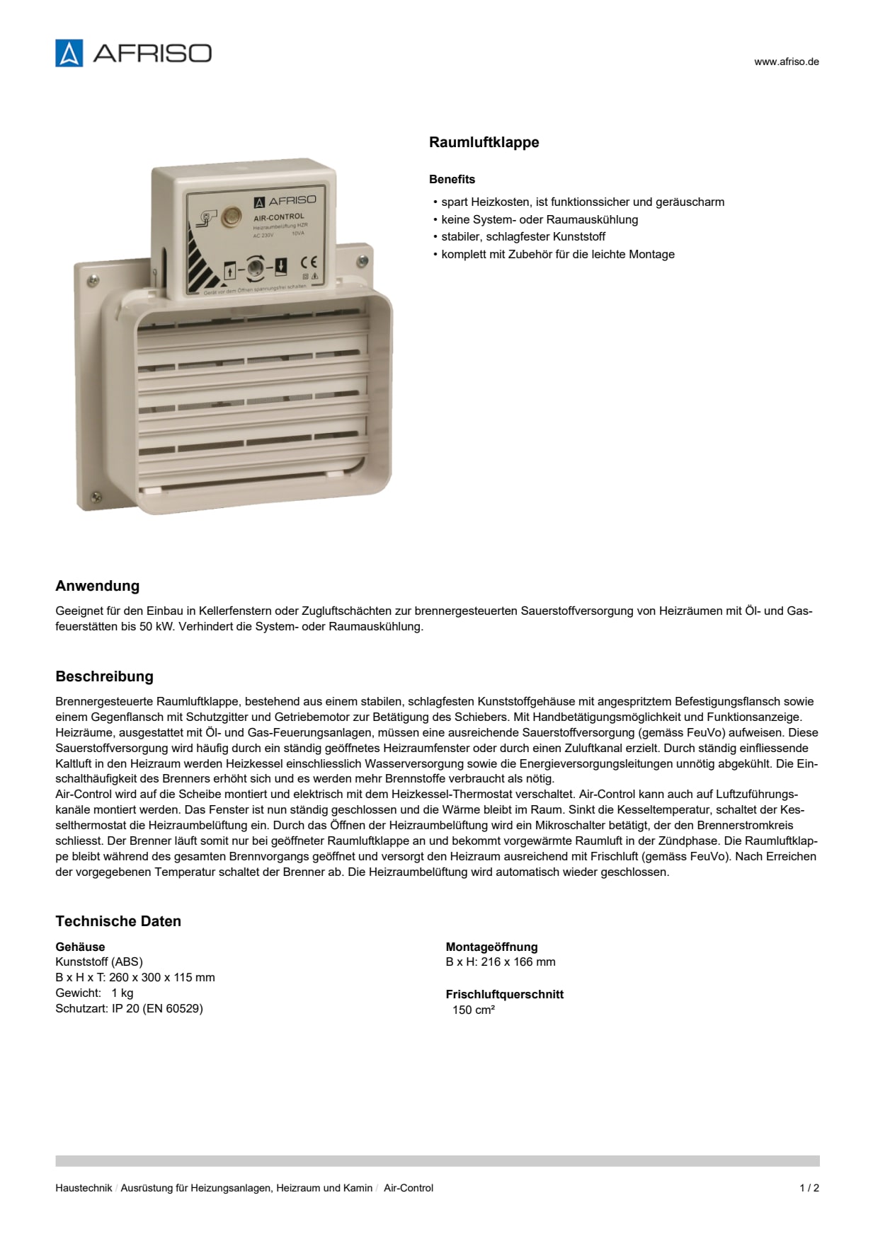 AFRISO_DATENBLATT_RAUMLUFTKLAPPE_AIR-CONTROL_P9326_DEU_CHE.PDF