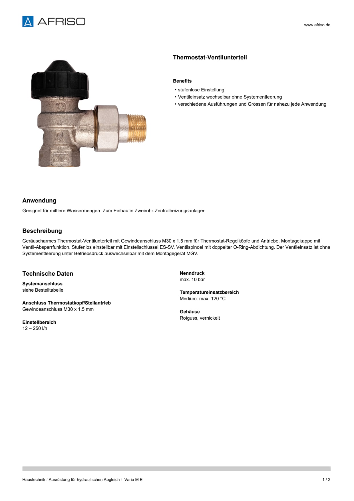 AFRISO_DATENBLATT_THERMOSTAT-VENTILUNTERTEIL_VARIO-M-E_P9073_DEU_CHE.PDF