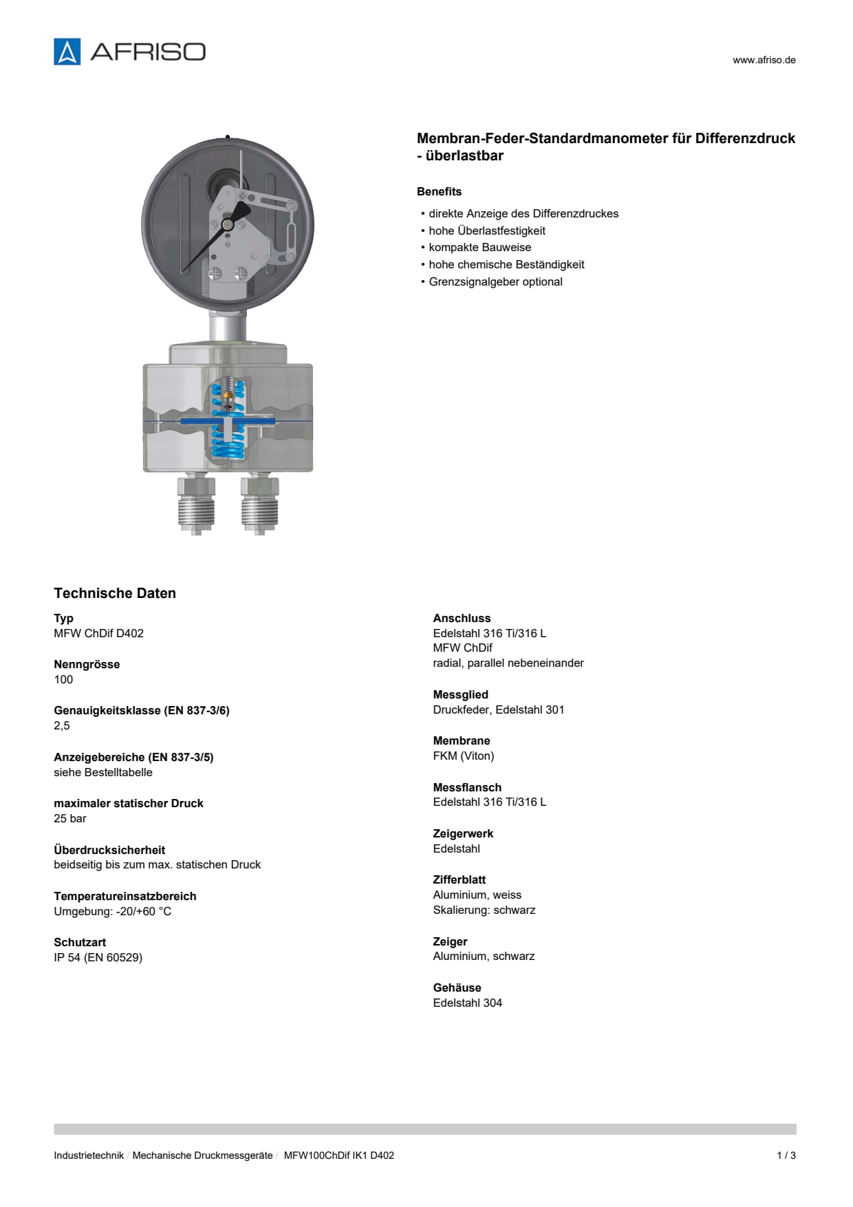 AFRISO_DATENBLATT_MEMBRAN-FEDER-STANDARDMANOMETER-FUER-DIFFERENZDRUCK--UEBERLASTBAR_MFW100CHDIF-IK1-D402_P26304_DEU_CHE.PDF