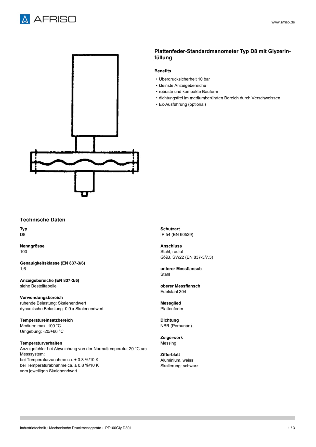 AFRISO_DATENBLATT_PLATTENFEDER-STANDARDMANOMETER-TYP-D8-MIT-GLYZERINFUELLUNG_PF100GLY-D801_P25503_DEU_CHE.PDF
