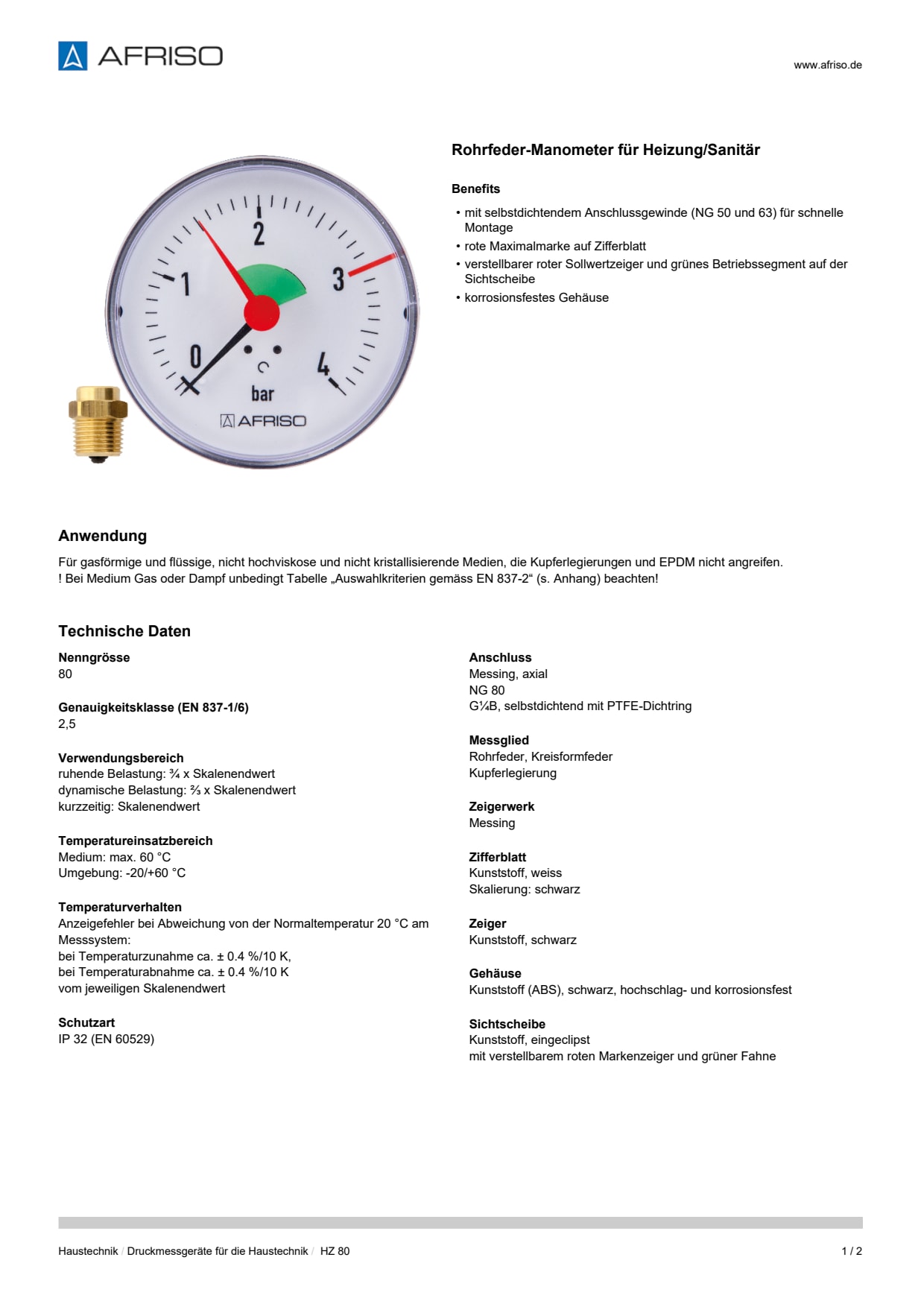 AFRISO_DATENBLATT_ROHRFEDER-MANOMETER-FUER-HEIZUNG-SANITAER_HZ-80_P25306_DEU_CHE.PDF