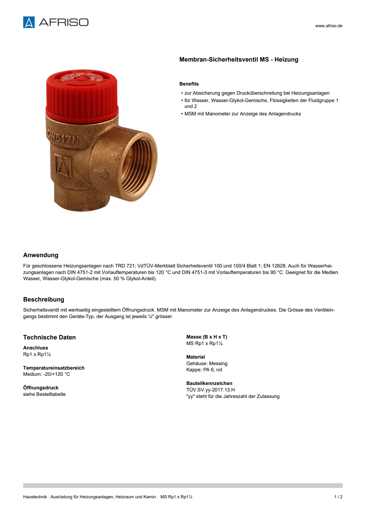 AFRISO_DATENBLATT_MEMBRAN-SICHERHEITSVENTIL-MS--HEIZUNG_MS-RP1-X-RP1-1-4_P31766_DEU_CHE.PDF