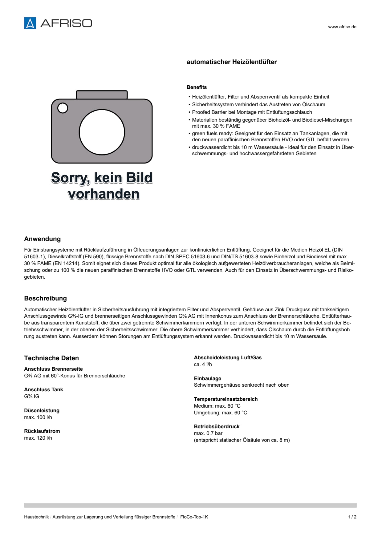 AFRISO_DATENBLATT_AUTOMATISCHER-HEIZOELENTLUEFTER_FLOCO-TOP-1K_P31628_DEU_CHE.PDF