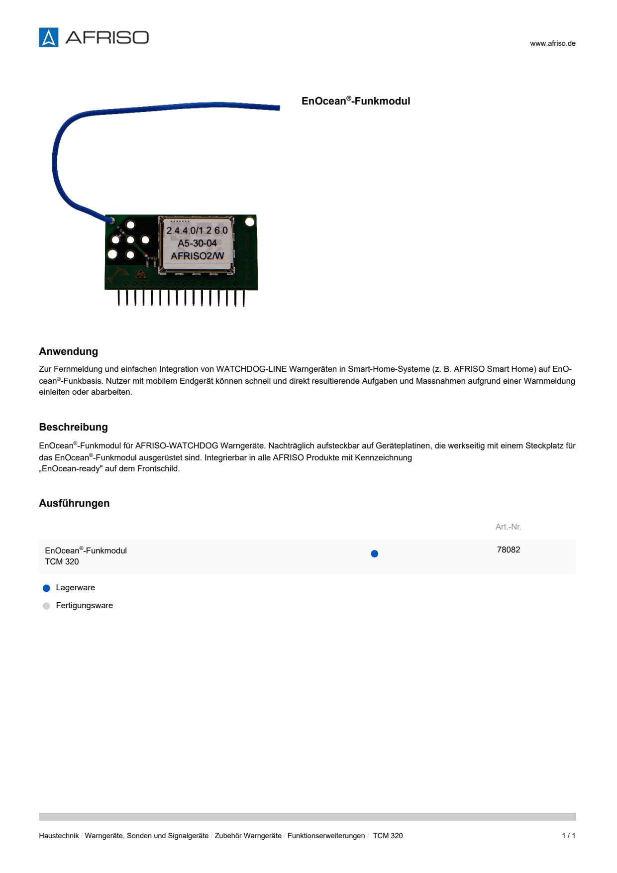 AFRISO_DATENBLATT_ENOCEAN-FUNKMODUL_TCM-320_P32147_DEU_CHE.PDF