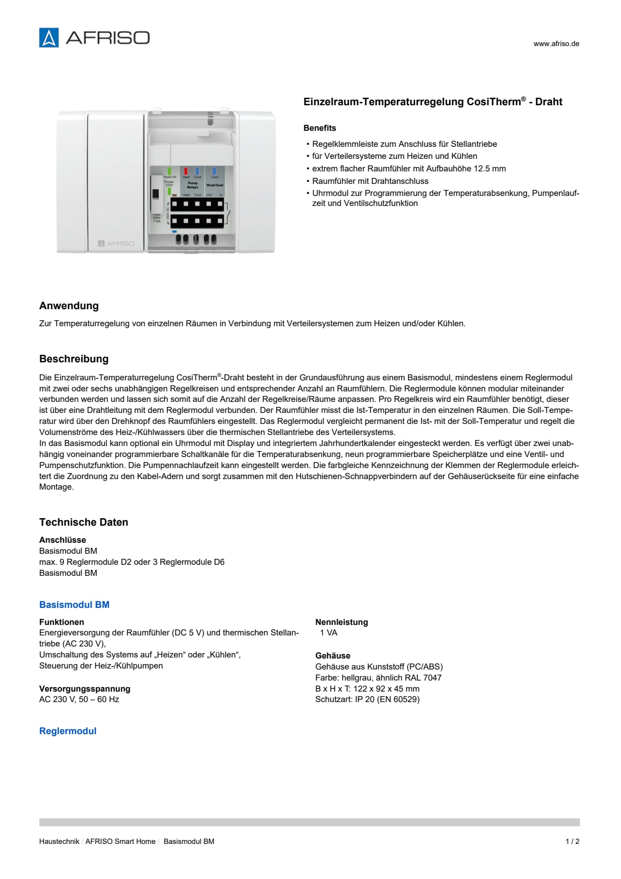AFRISO_DATENBLATT_EINZELRAUM-TEMPERATURREGELUNG-COSITHERM--DRAHT_BASISMODUL-BM_P31809_DEU_CHE.PDF
