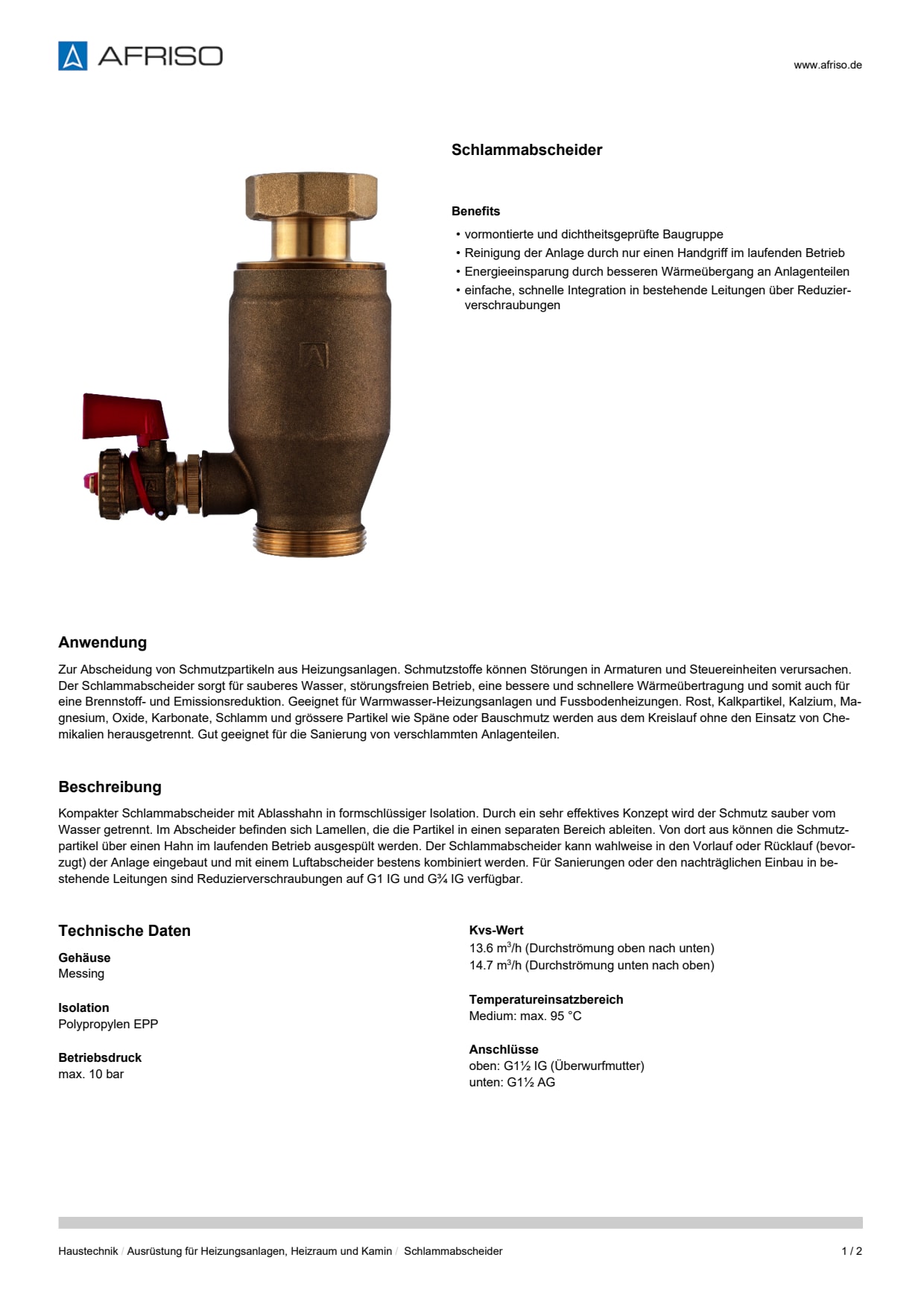 AFRISO_DATENBLATT_SCHLAMMABSCHEIDER_P31789_DEU_CHE.PDF