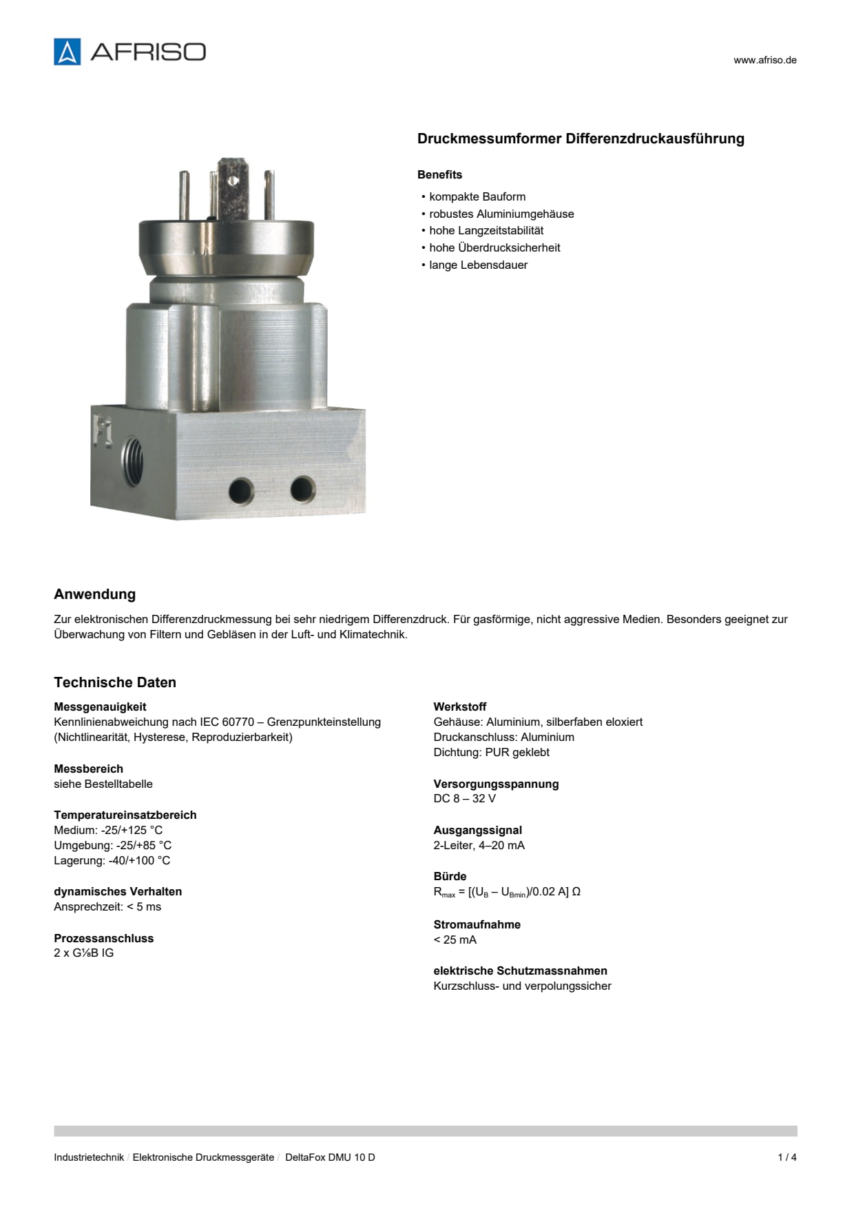 AFRISO_DATENBLATT_DRUCKMESSUMFORMER-DIFFERENZDRUCKAUSFUEHRUNG_DELTAFOX-DMU-10-D_P34159_DEU_CHE.PDF