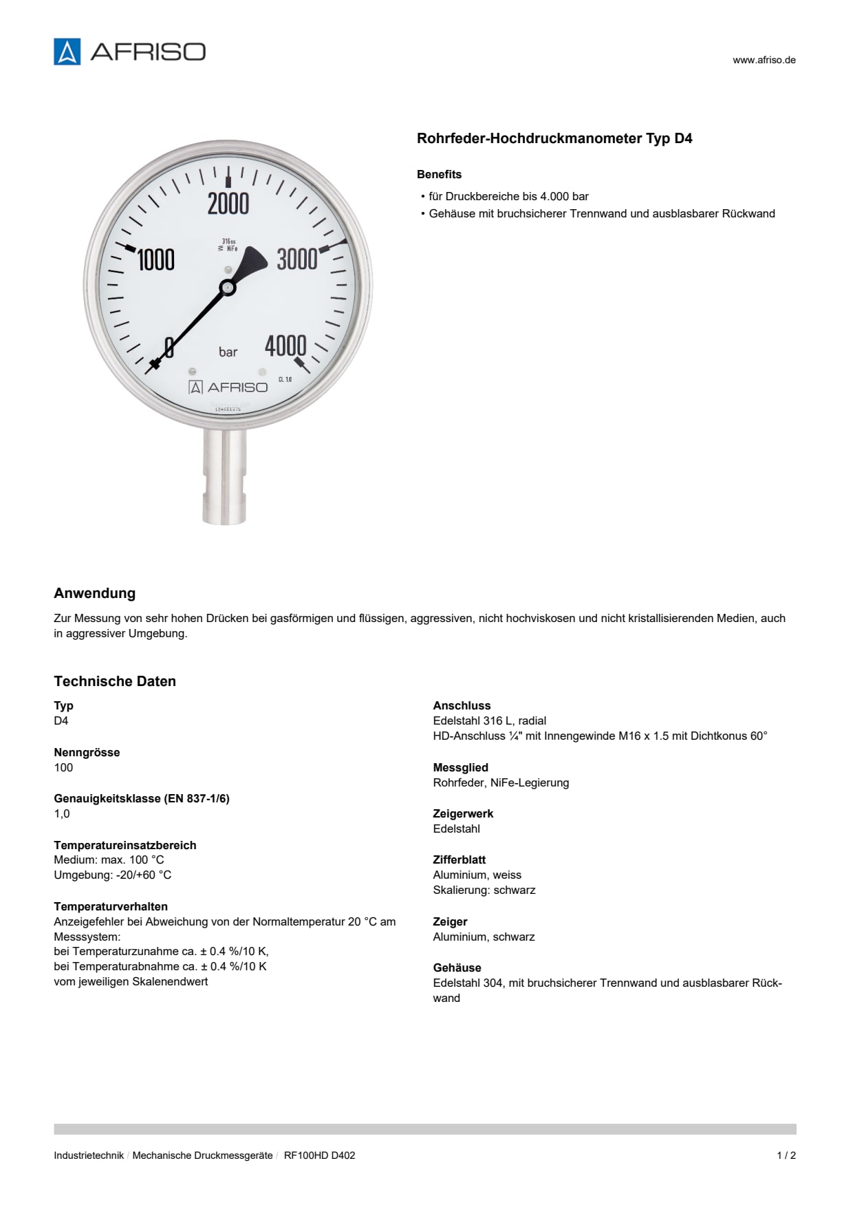 AFRISO_DATENBLATT_ROHRFEDER-HOCHDRUCKMANOMETER-TYP-D4_RF100HD-D402_P42692_DEU_CHE.PDF