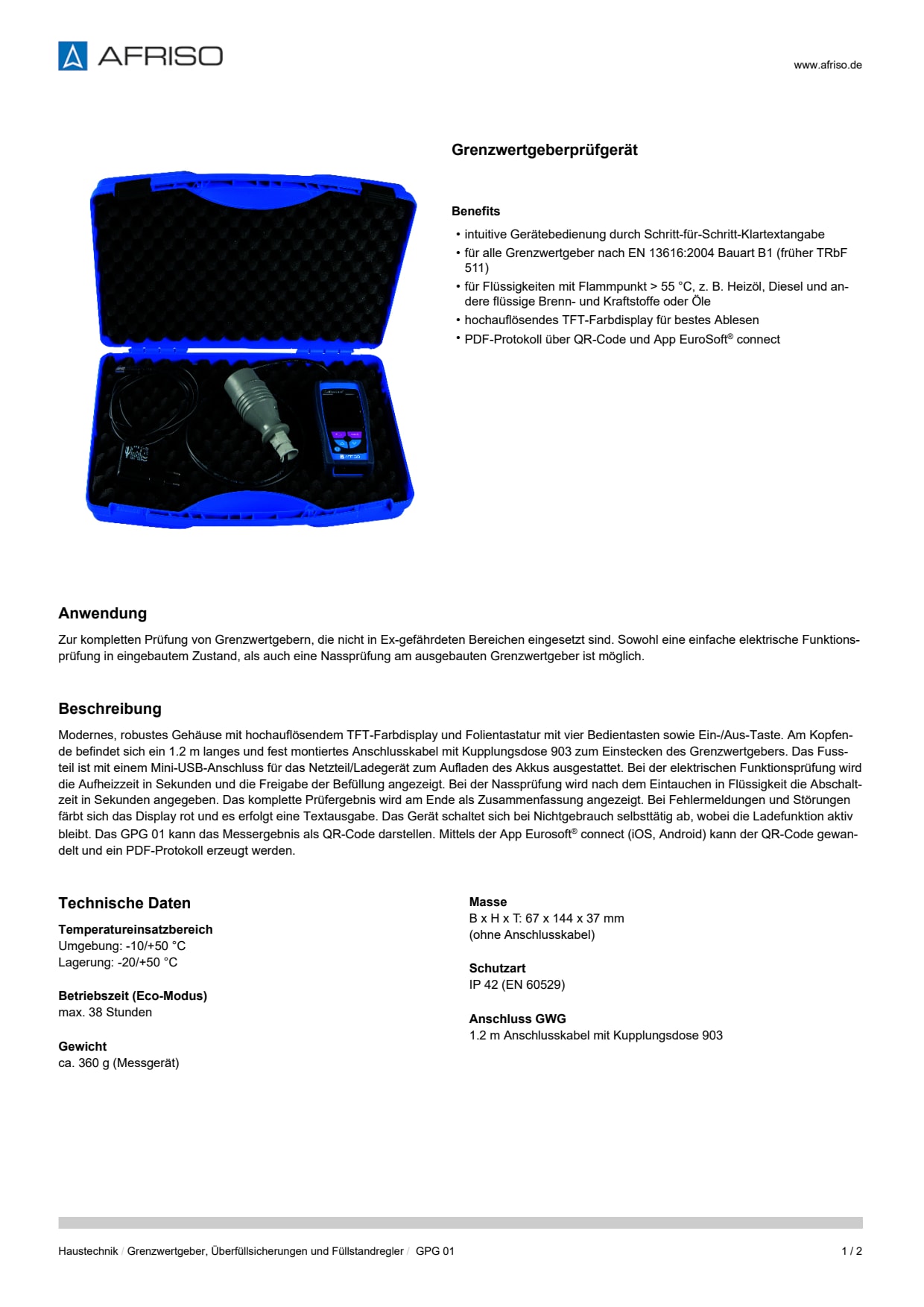 AFRISO_DATENBLATT_GRENZWERTGEBERPRUEFGERAET_GPG-01_P41701_DEU_CHE.PDF