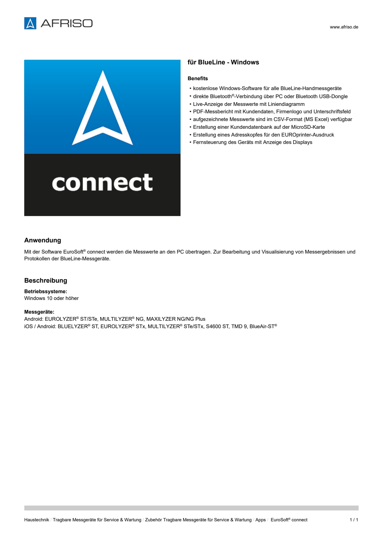 AFRISO_DATENBLATT_FUER-BLUELINE--WINDOWS_EUROSOFT-CONNECT_P61319_DEU_CHE.PDF