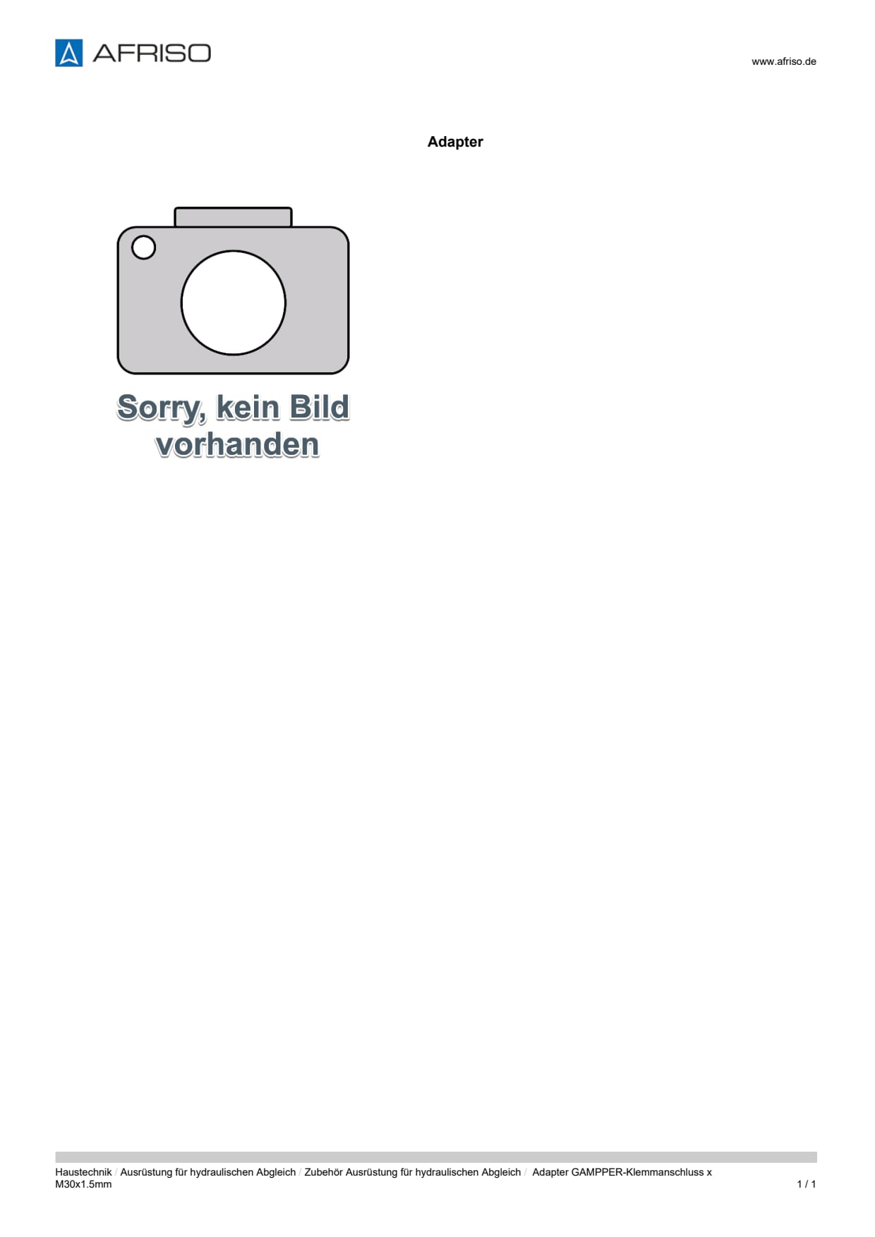 AFRISO_DATENBLATT_ADAPTER-GAMPPER-KLEMMANSCHLUSS-X-M30X1-5MM_P60088_DEU_CHE.PDF