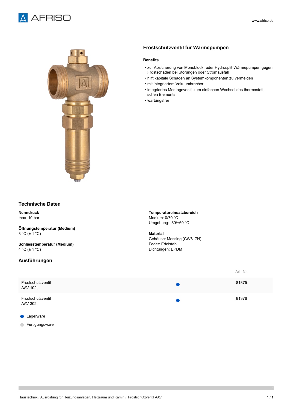 AFRISO_DATENBLATT_FROSTSCHUTZVENTIL-FUER-WAERMEPUMPEN_FROSTSCHUTZVENTIL-AAV_P63894_DEU_CHE.PDF