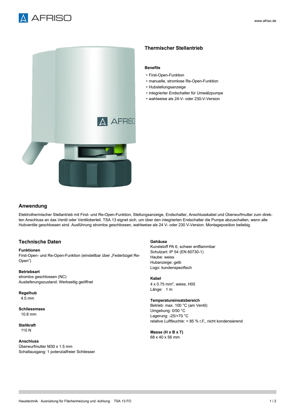 AFRISO_DATENBLATT_THERMISCHER-STELLANTRIEB_TSA-13-FO_P63882_DEU_CHE.PDF