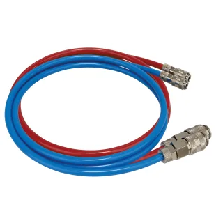 Anschlussschlauch-Set ASS-PTSV85 KP5KP2.7 ⌀ 6 mm (rot &amp; blau) mit 1 x Kupplung DN 2,7, 1 x Kupplung DN 5