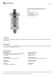 AFRISO_DATENBLATT_DRUCKMESSUMFORMER-INDUSTRIEAUSFUEHRUNG_DMU30-PVC-KABEL--2-LEITER-STANDARD-1-4-18NPT_P62497_DEU_DEU.PDF