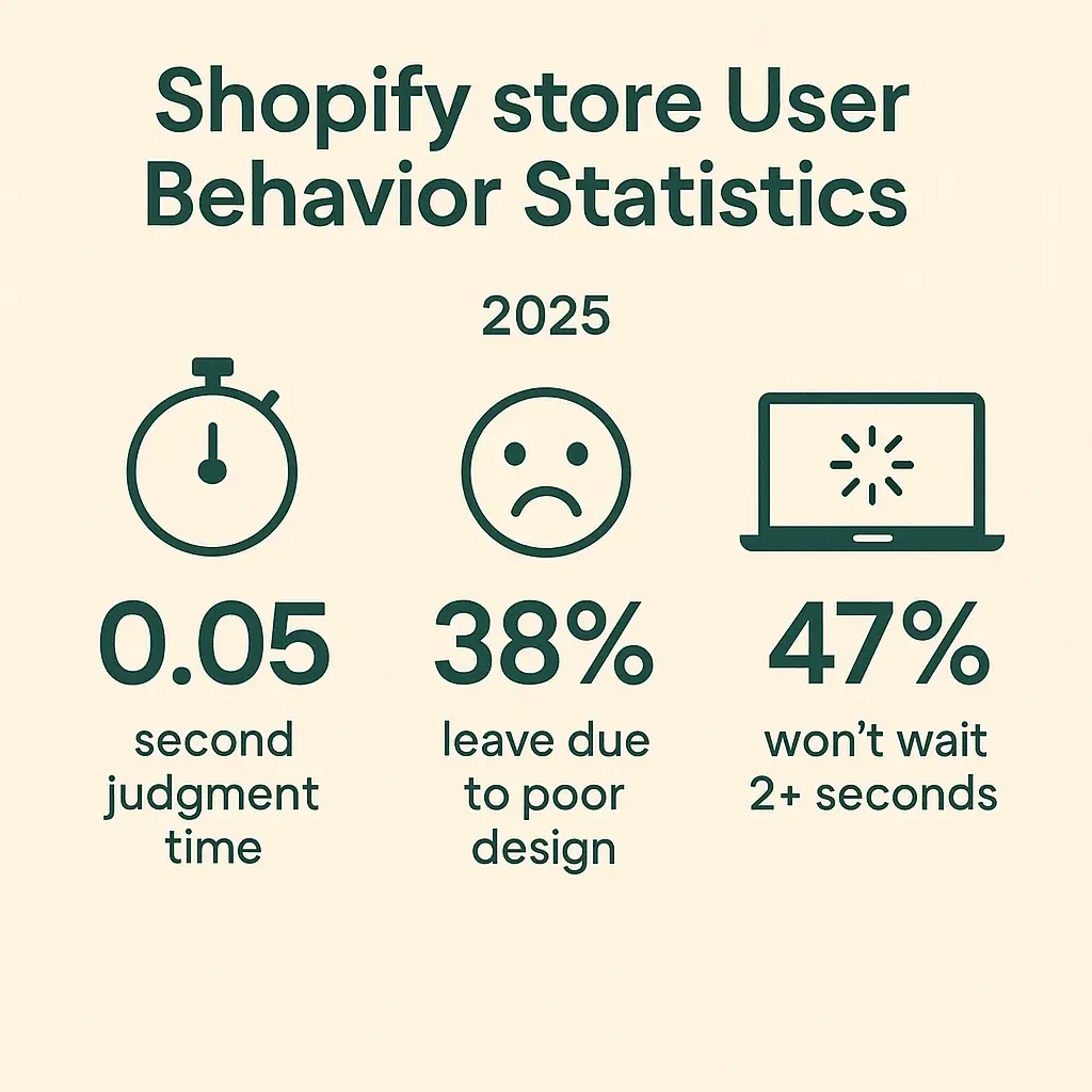 Shopify store user behavior statistics infographic 2025