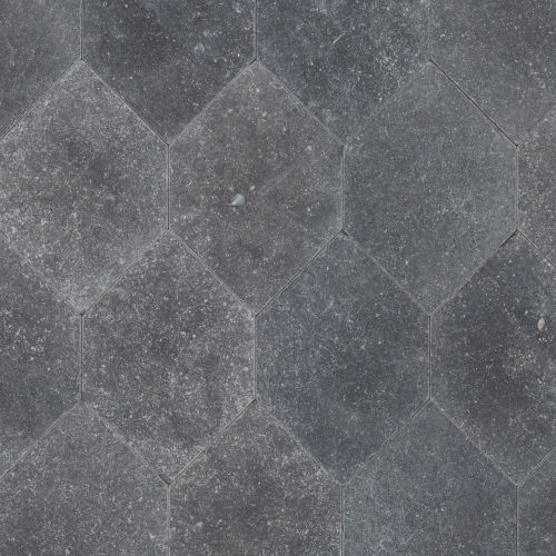 Suave Tumbled 12" X 17" Limestone Hexagon in Pecora Nera