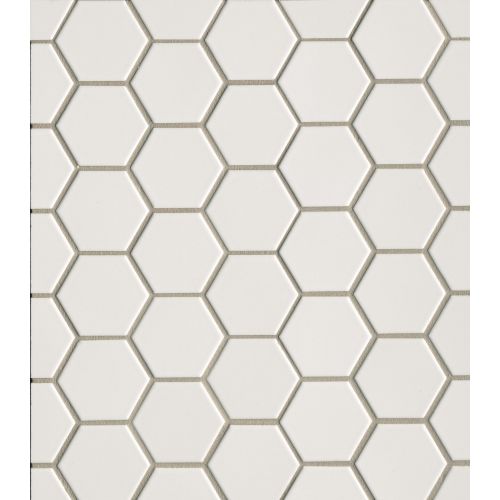 Half Baked 2" Porcelain Gloss Honeycomb Mosaic in Whipped Cream