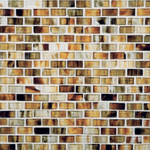 Haute Glass 5/8" x 1-1/4" Brick Mosaic in Honey Espresso Non-iridescent