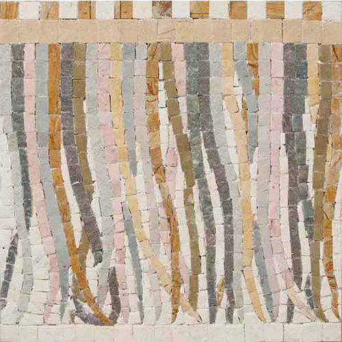Nico Mozaics 8" x 8" Fringe Border Kilim Honed Limestone Tile in Medina& Ksar