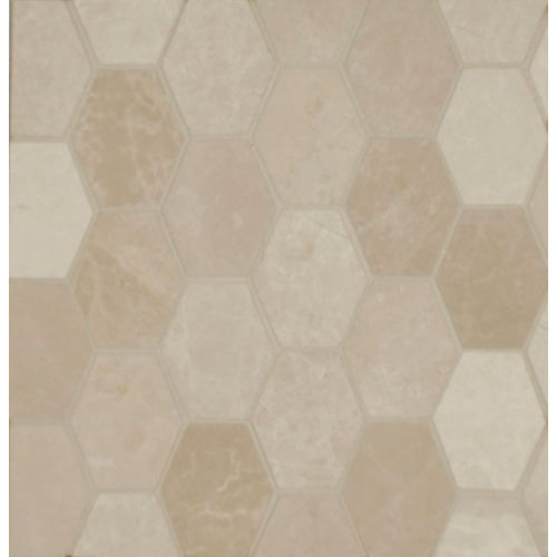 Rock Glamorous 2 5/8" x 2 3/16" Elongated Hexagon Honed Marble Mosaic in Aegean Cream
