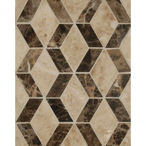Rock Glamorous Yeni Pattern Honed Marble Mosaic in Espresso & Cappuccino
