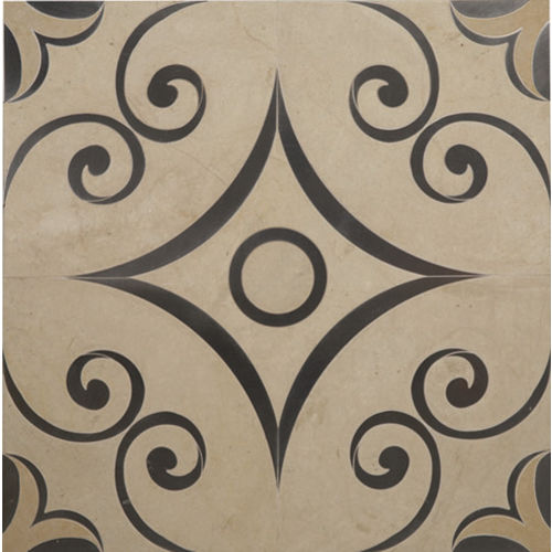 Suave 12" x 12" Frieze Limestone Waterjet in Fleece & Stainless Steel