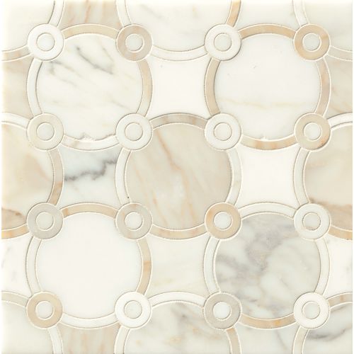 Vanity 12" x 12" Circle Honed Marble Waterjet in Calacatta Gold