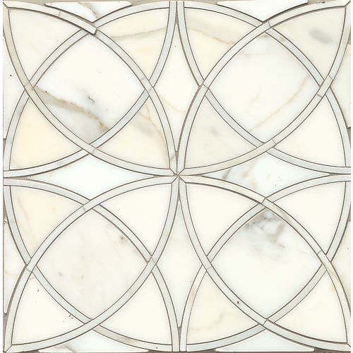Vanity 12" x 12" Gothic Honed Marble Waterjet in Calacatta Gold