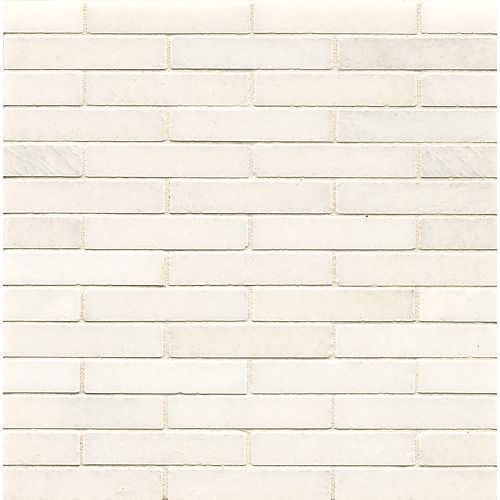 Vanity 3/4" x 4" Offset Honed Marble Mosaic in Thassos White