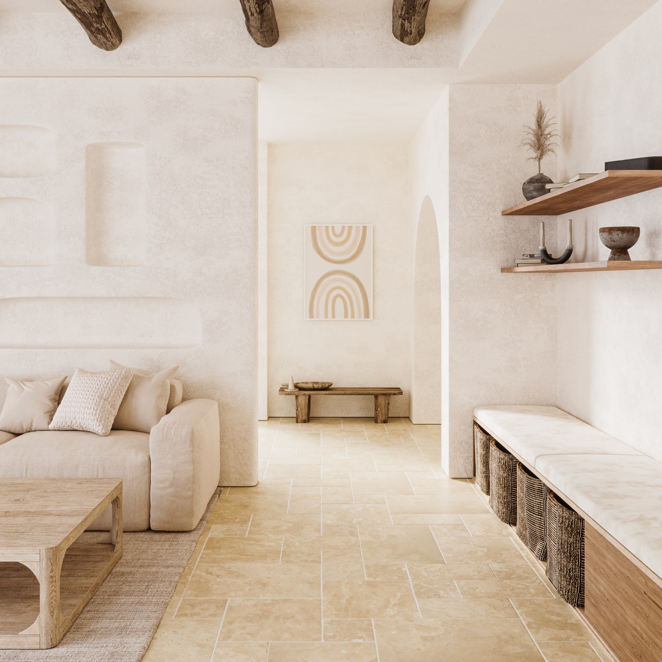 Mediterranean Rustic Chiseled Travertine Tile