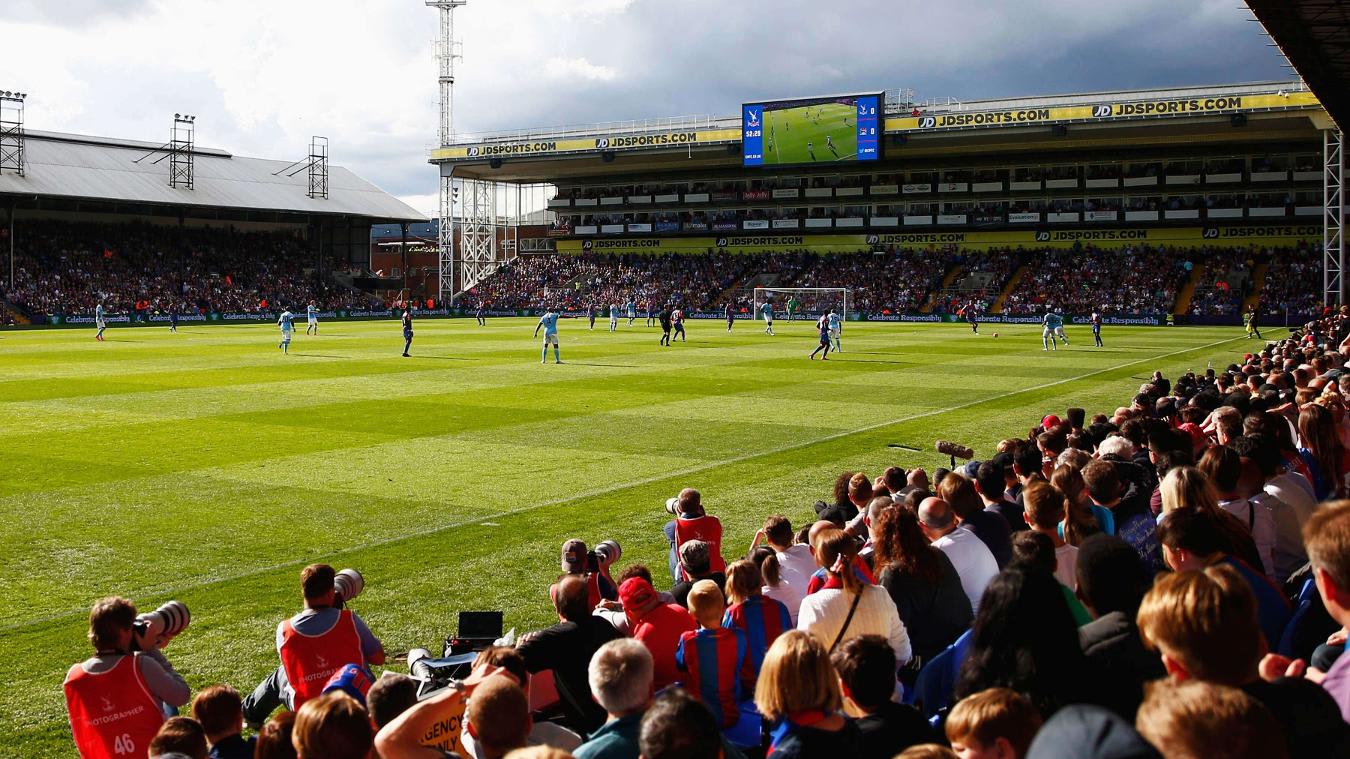 Fans watching Fulham FC at Selhurst Park