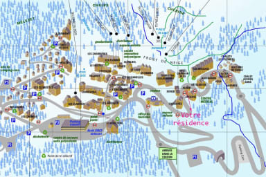 Plan de la station et emplacement de la résidence.