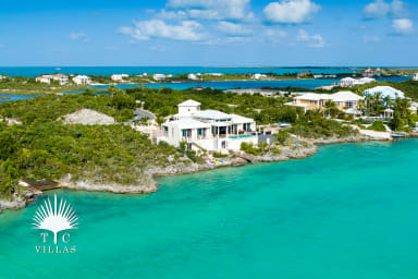Aerial view of the house & Chalk Sound.