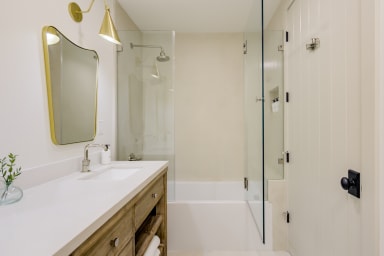  A private bath with a rain shower